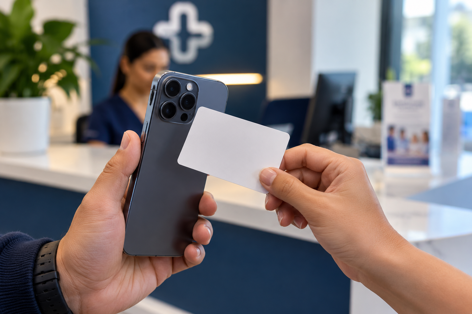 Cliente acercando la tarjeta Nexo Tap a su celular